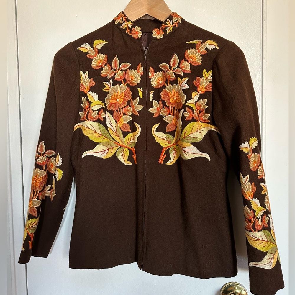 Vintage wool embroidered jacket - small